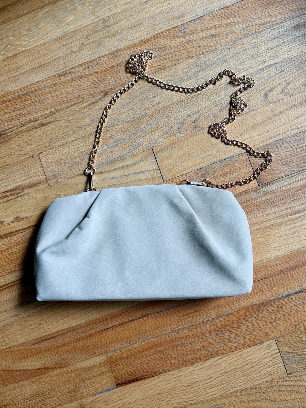 Elegant Cream Clutch with Removable Chain